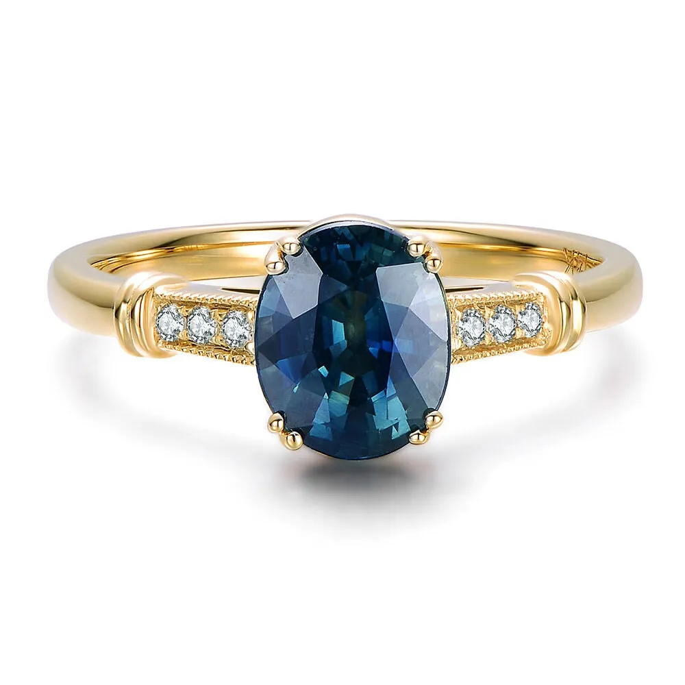 1.82ct GIA-Certified Australian Sapphire Engagement Ring 14K Gold R6660