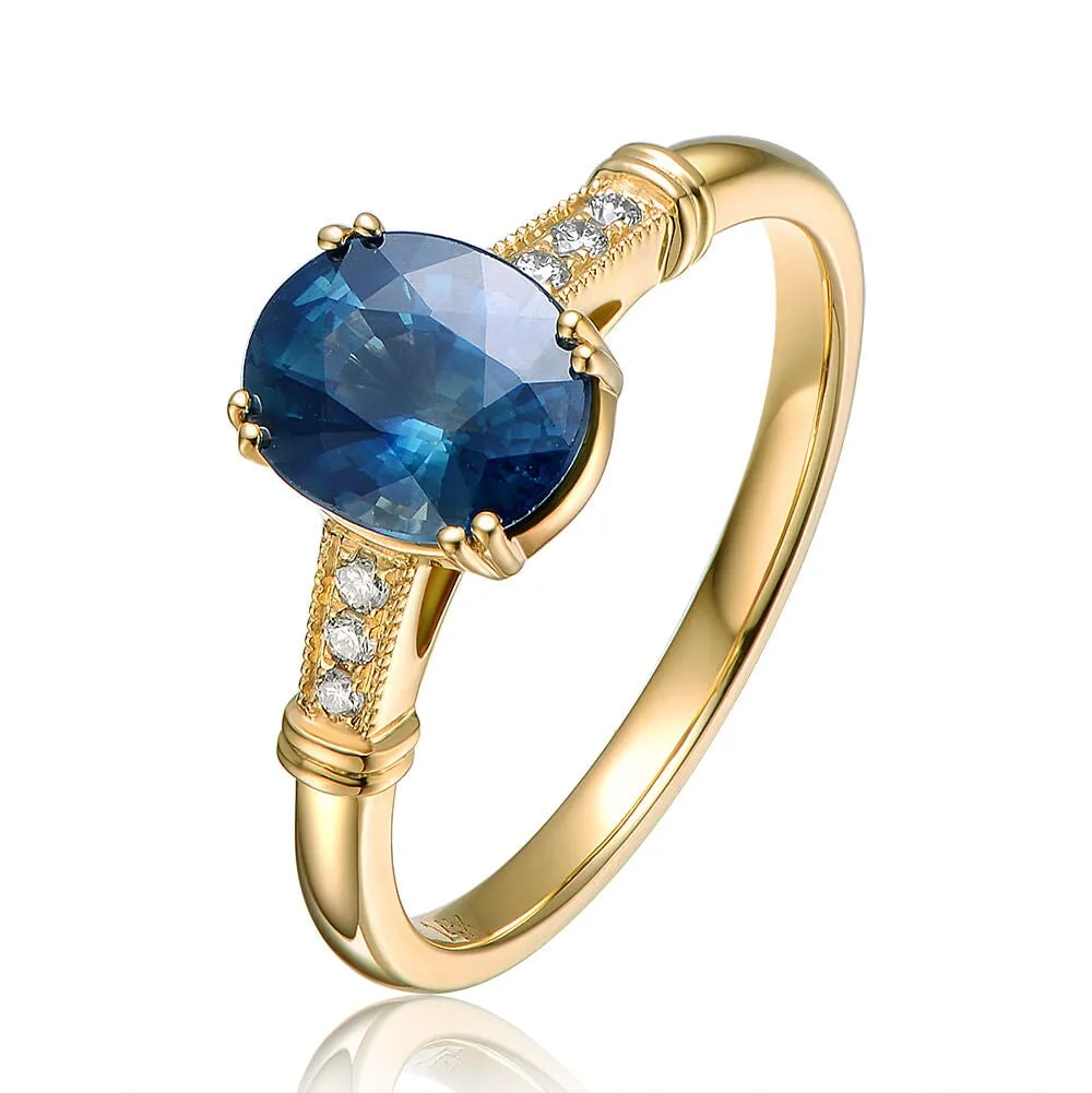 1.82ct GIA-Certified Australian Sapphire Engagement Ring 14K Gold R6660