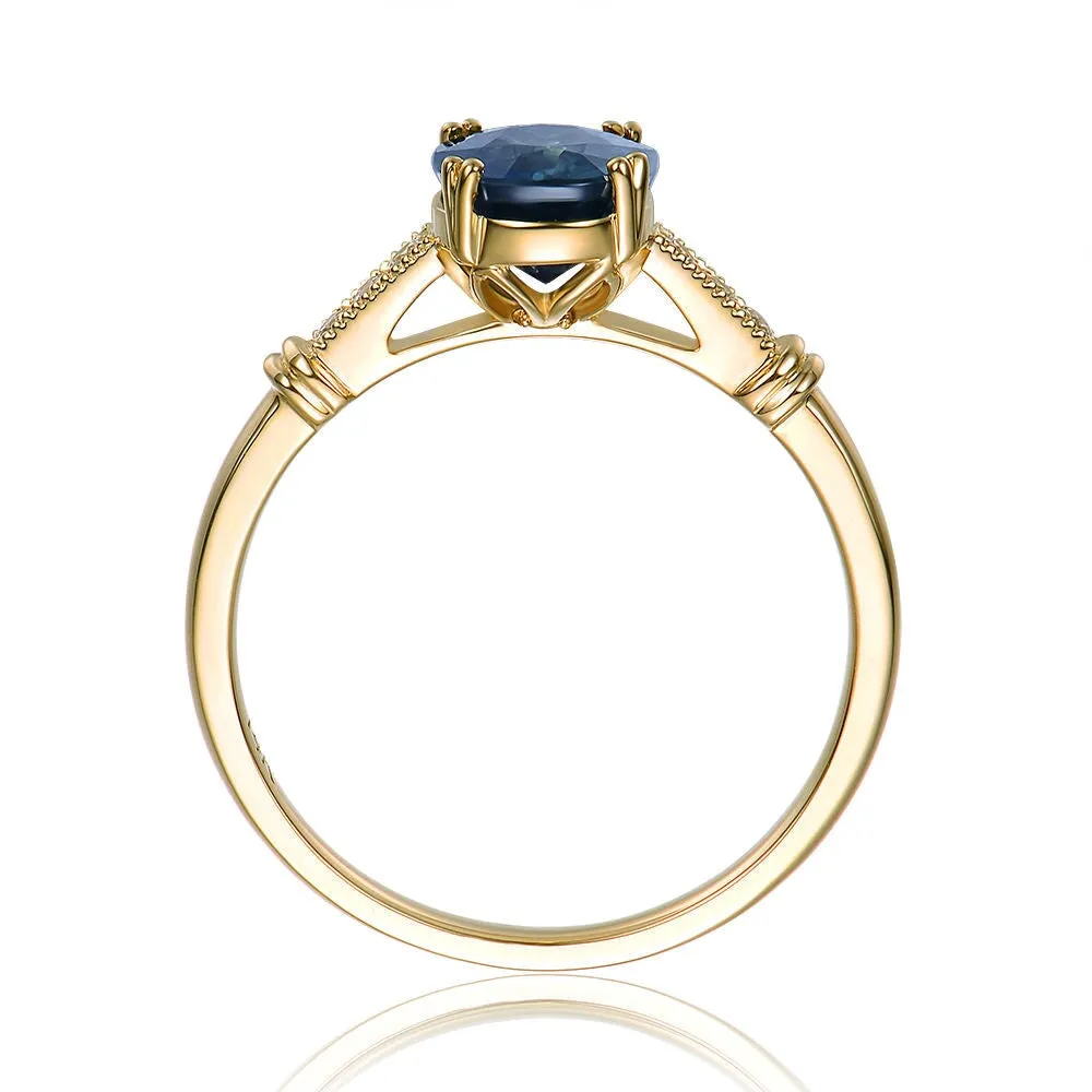 1.82ct GIA-Certified Australian Sapphire Engagement Ring 14K Gold R6660