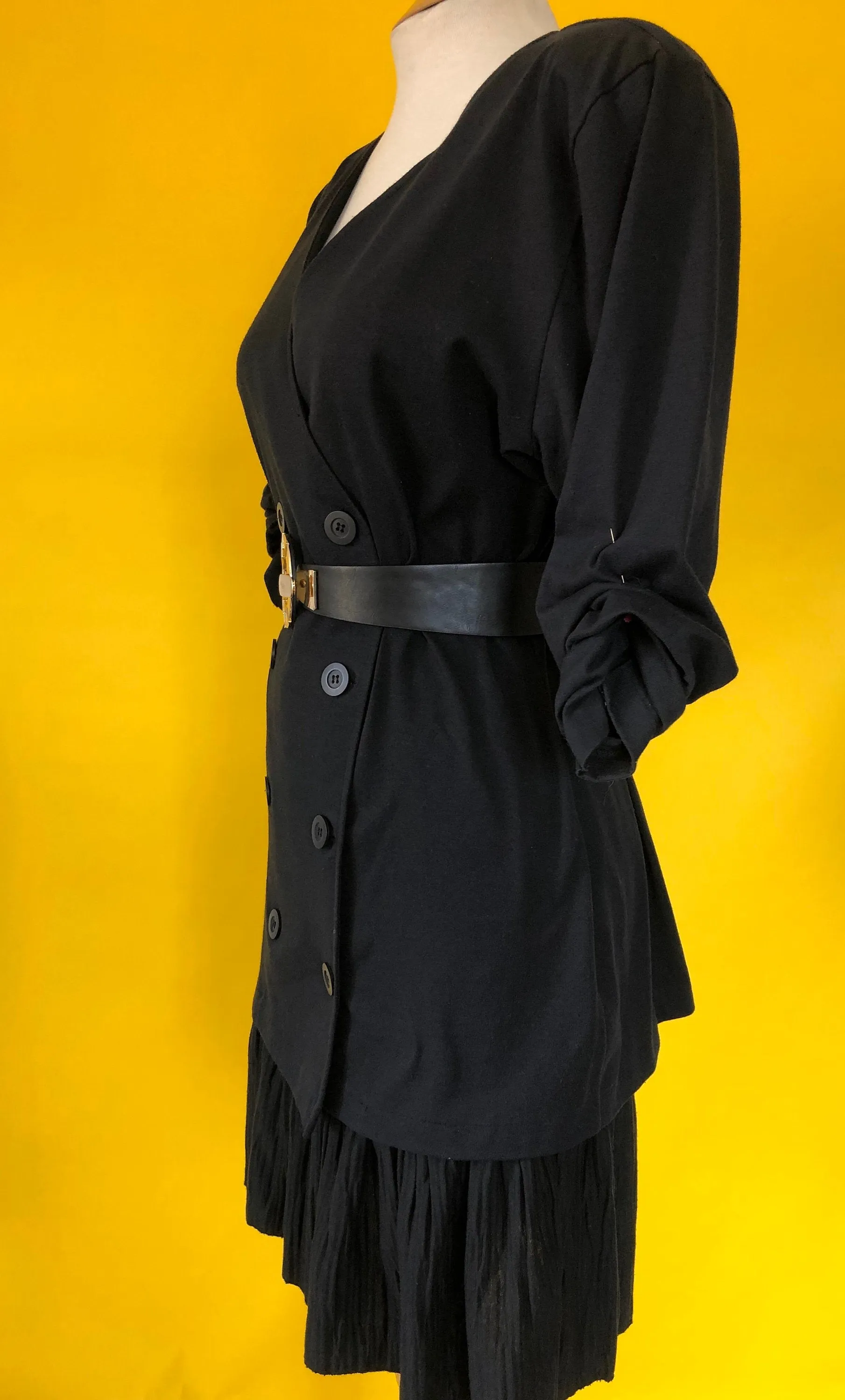 1990s 2 Pc Black Skirt Set