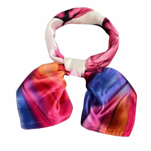 20 Colors  OL Lady Scarf Square Scarf Satin 60cm*60cm Women Fashion Print Office Ladies Scarves handkerchief Female #1201 GS