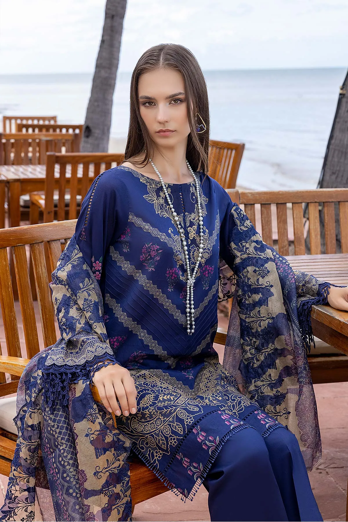 3 Pc Charizma Lawn Printed Suit with Embroidered Dupatta PEC22-76