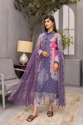 3-Pc Unstitched Embroidered Lawn Suit With Chiffon Dupatta CCS22-40