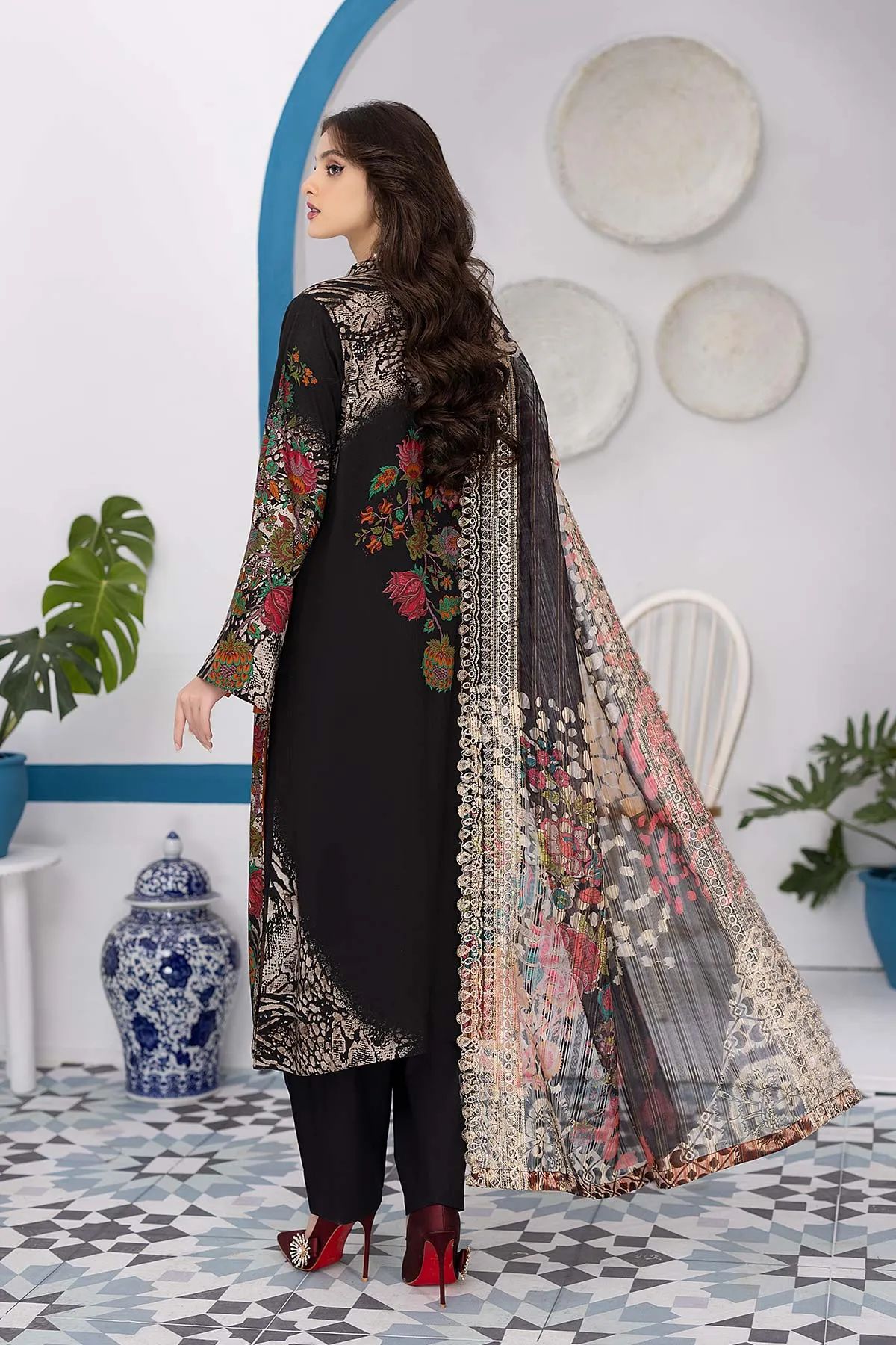 3-Pc Unstitched Printed Marina Suit With Embroidered Dupatta PEW22-02