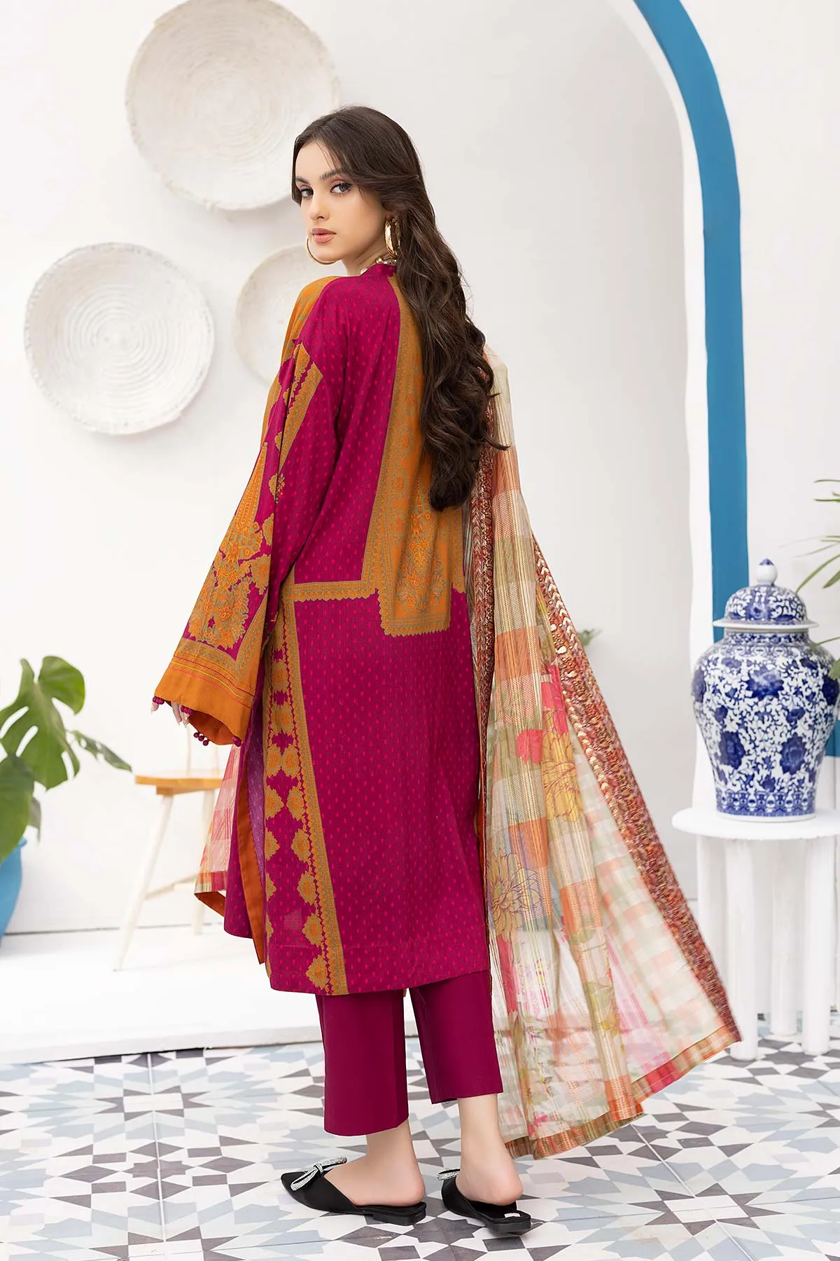 3-Pc Unstitched Printed Marina Suit With Embroidered Dupatta PEW22-07