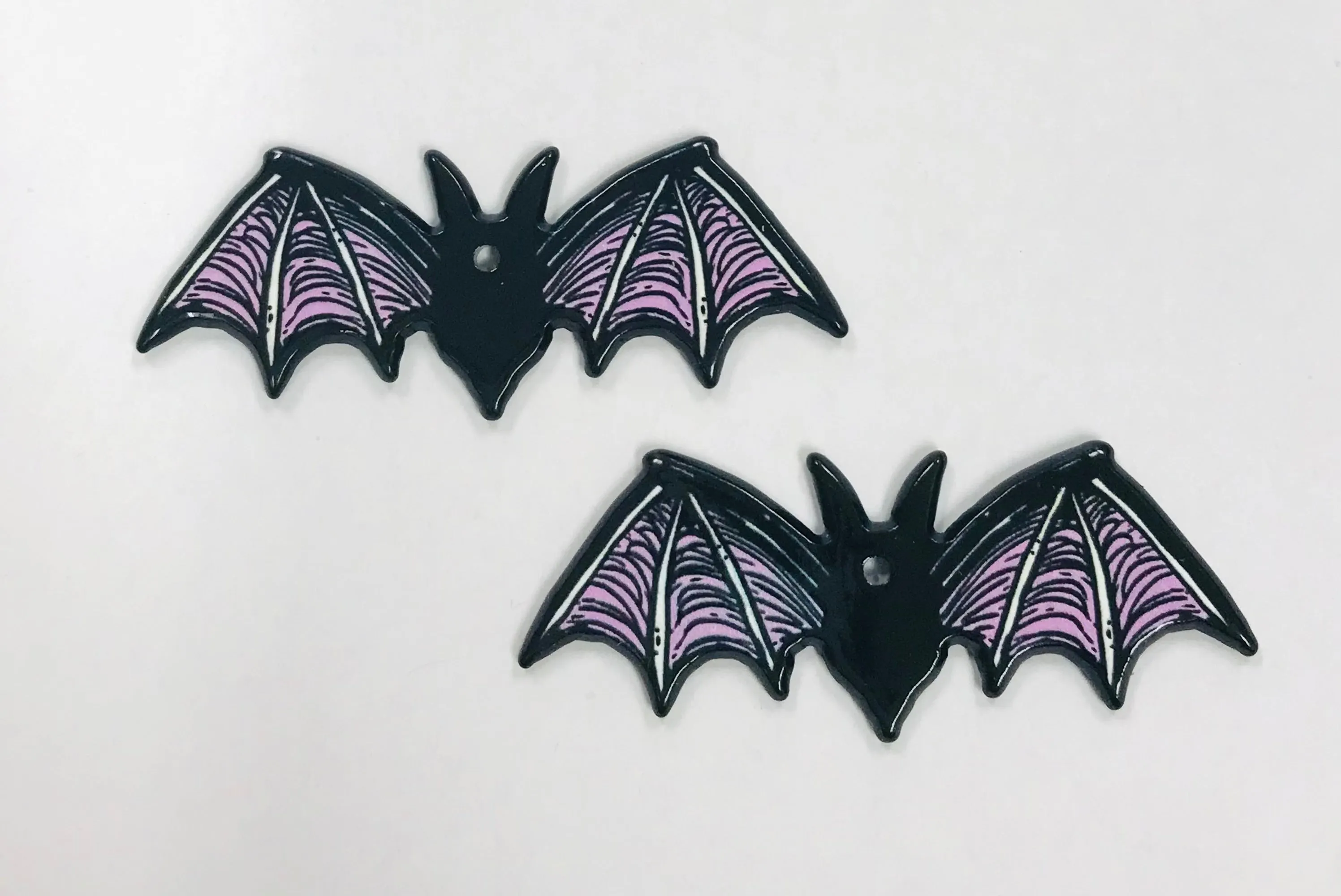 4 Black Bat Charms, Wholesale Acrylic Charms DIY jewelry charm