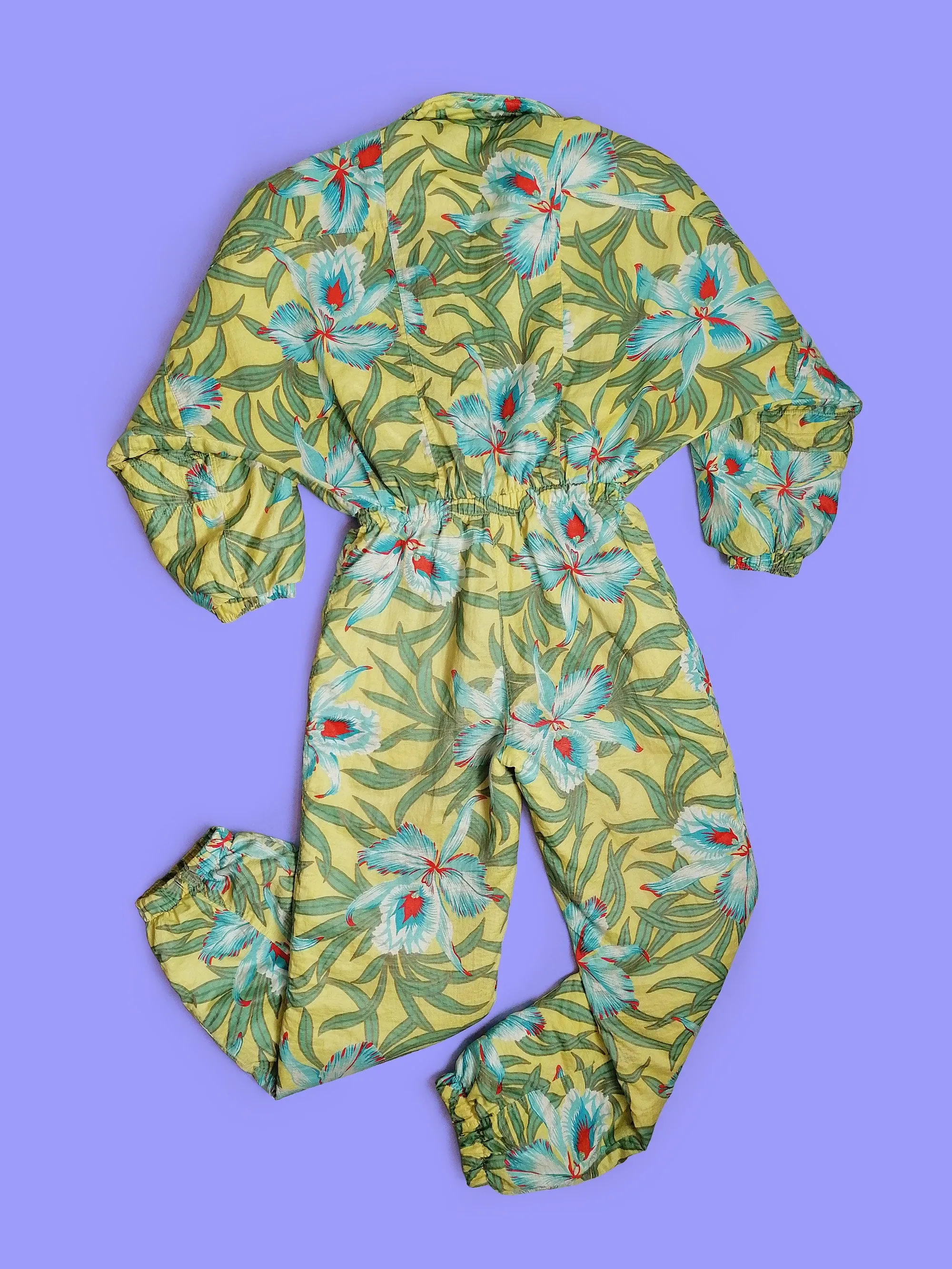 90's Ski Suit Crazy Print Tropical Flowers - size S-M