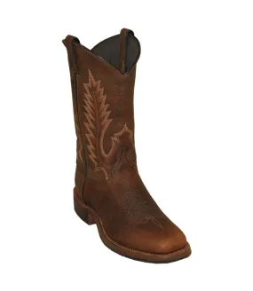 Abilene Boots Mens 11in Two-Tone Stockman Tan Bison Leather Cowboy Boots