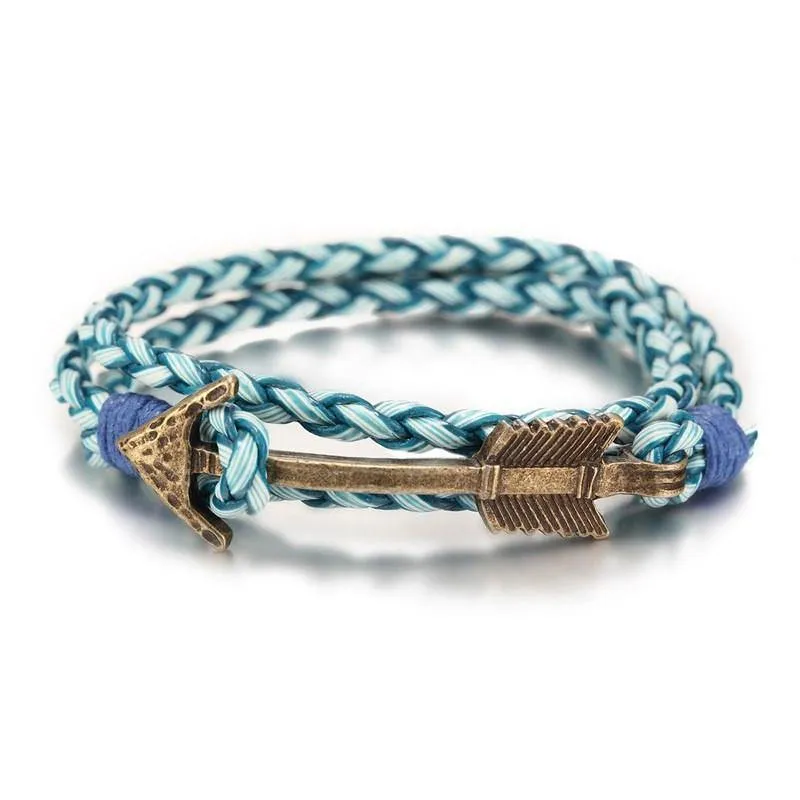 Arrow Charm Wraparound Braided Leather Bracelet