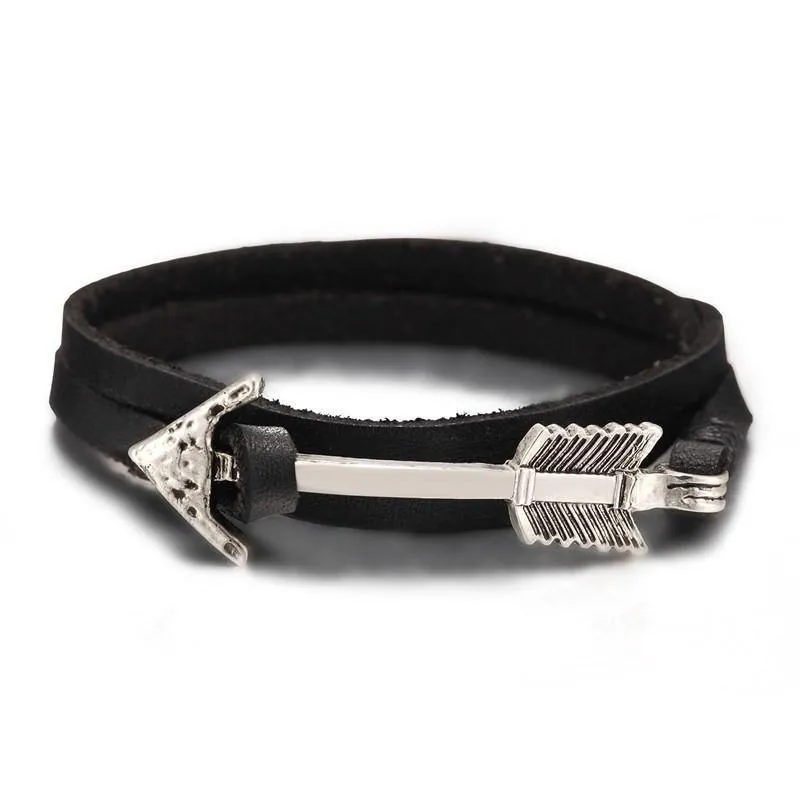 Arrow Charm Wraparound Braided Leather Bracelet