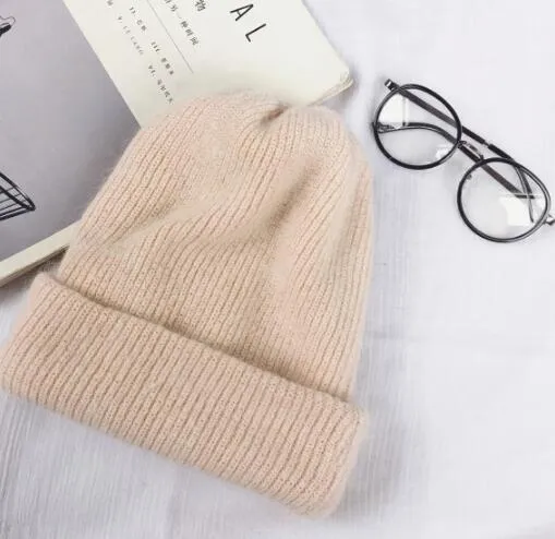 Autumn winter rabbit hair Winter skullies Hat fashion warm beanies hats casual women solid adult rabbit caps cover head