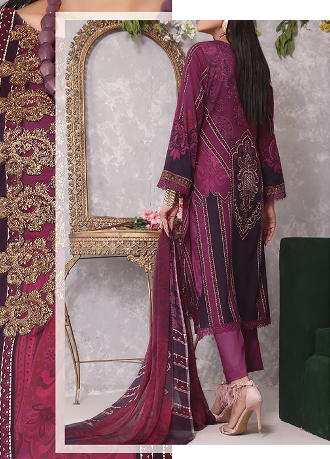 Ayesha Alishba By VS Textile Embroidered Lawn Unstitched 3 Piece Suit - 13