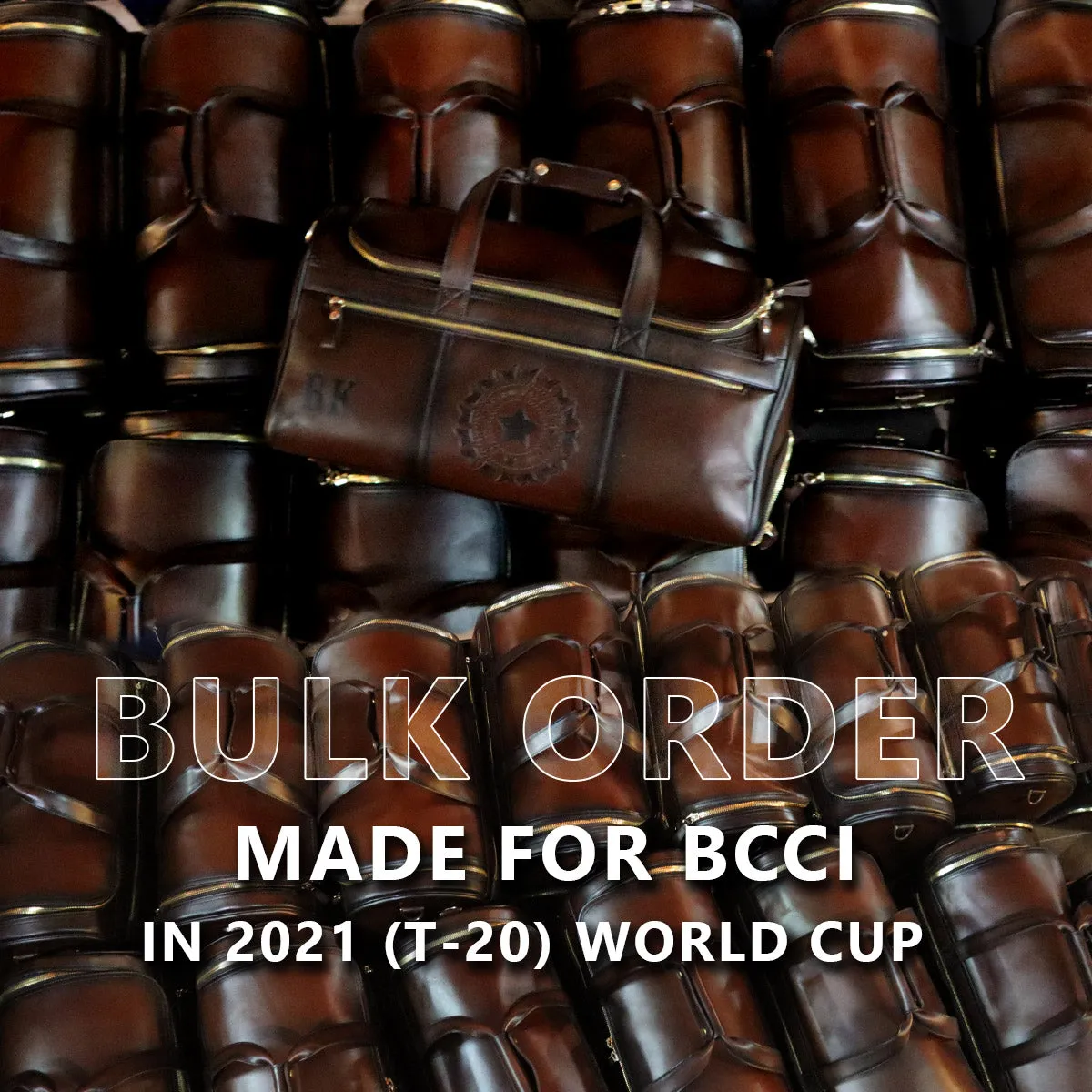 BCCI in 2021 (T-20) World Cup Corporate Gifting Bulk Order  Dark Brown Embossed Initial Backpack and Duffle Bag (Reference Price