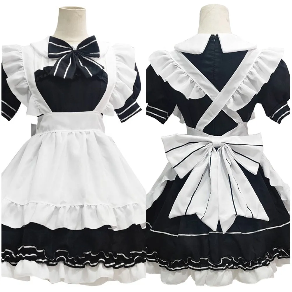 Black and White Maid Cosplay Costume Halloween Carnival Party Disguise Suit