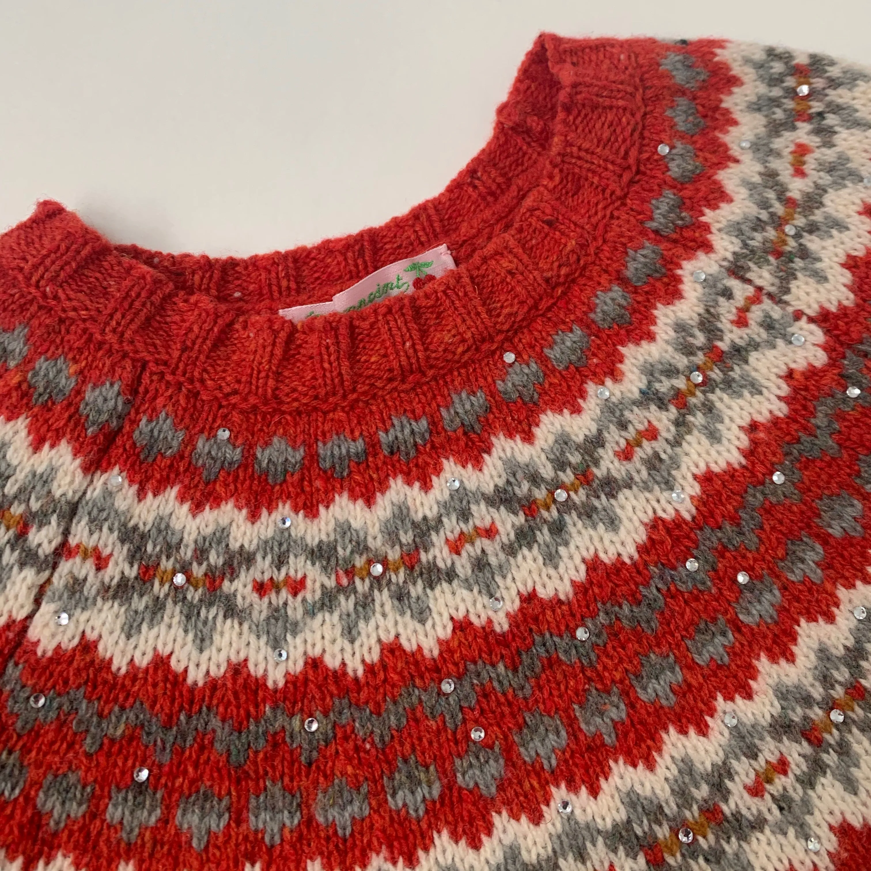 Bonpoint Red FairIsle Merino Wool Jumper: 8 Years