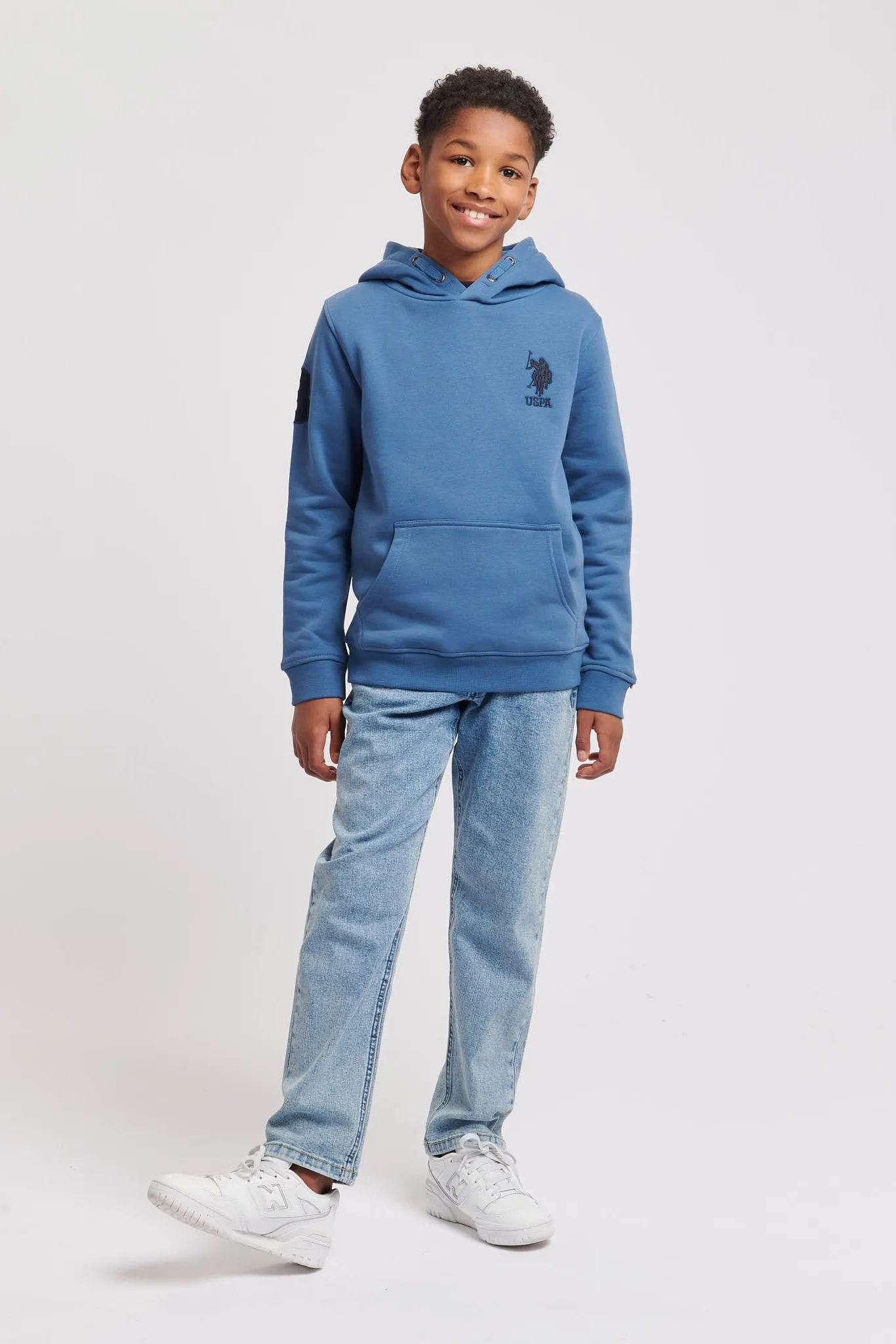 Boys Player 3 Brush Back Hoodie in Blue Horizon