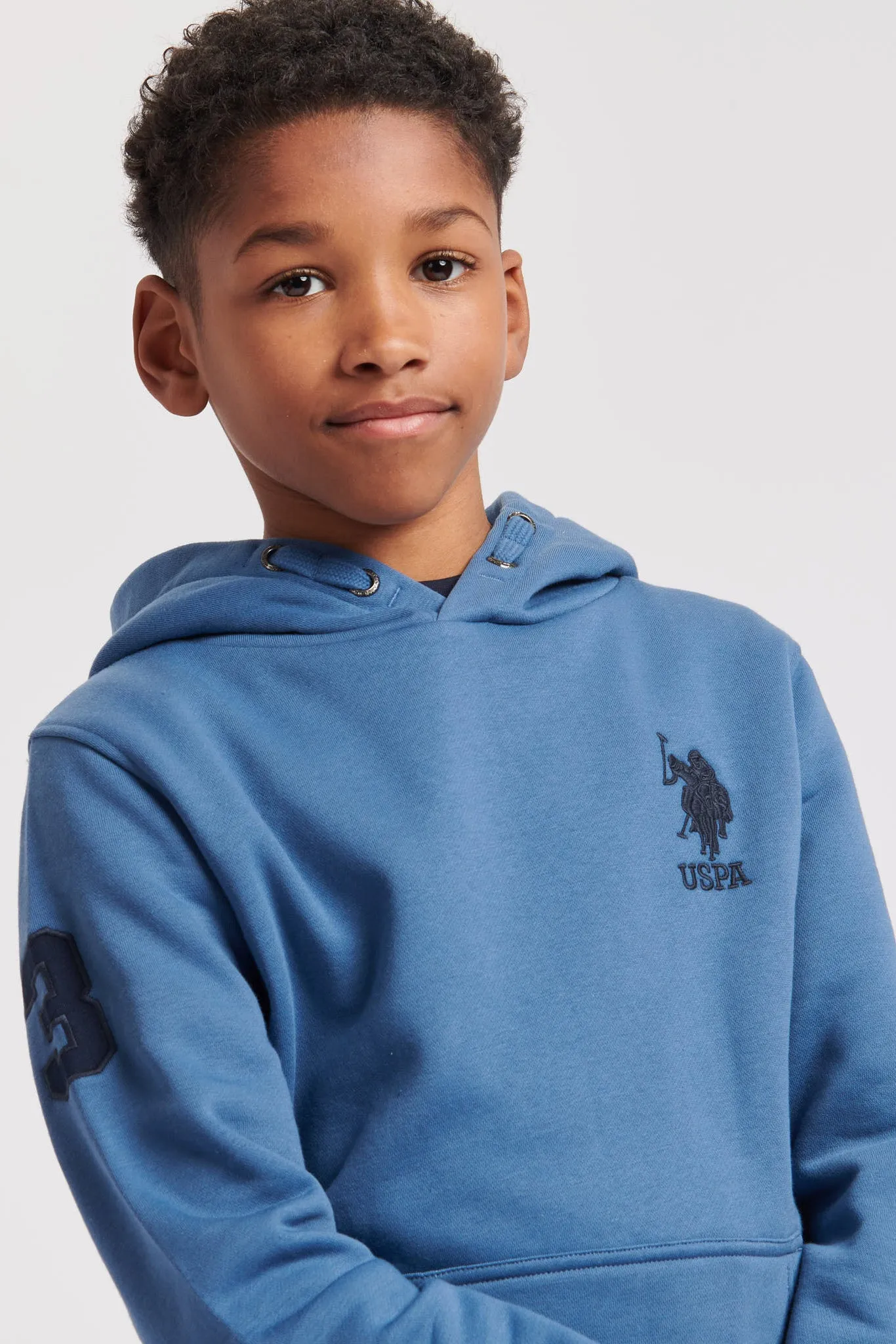 Boys Player 3 Brush Back Hoodie in Blue Horizon