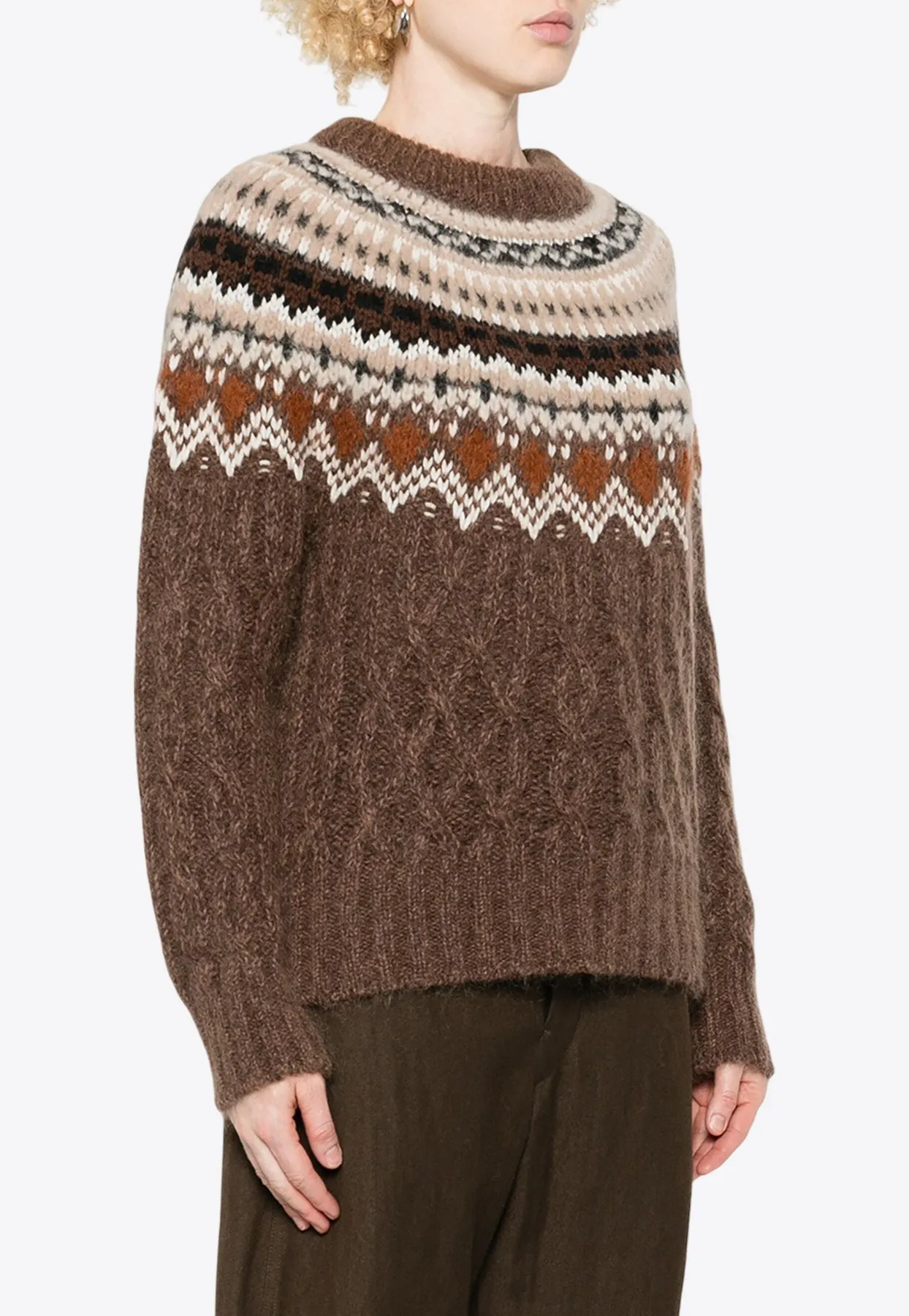 Cable Knit Jacquard Sweater