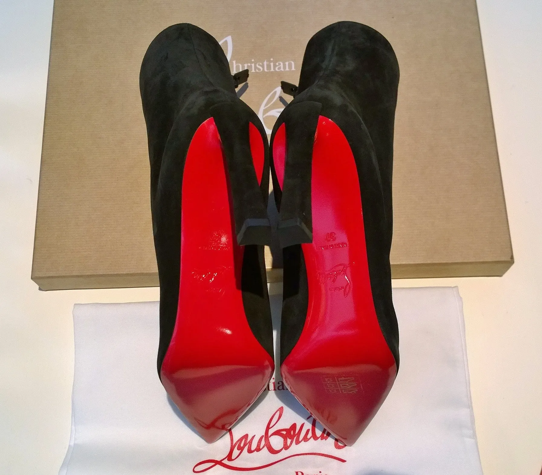 Christian Louboutin Condora 85 Black Suede Heel Boots