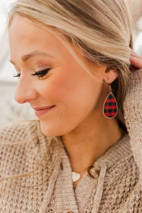 Christmas Cheer Plaid Earrings- Red