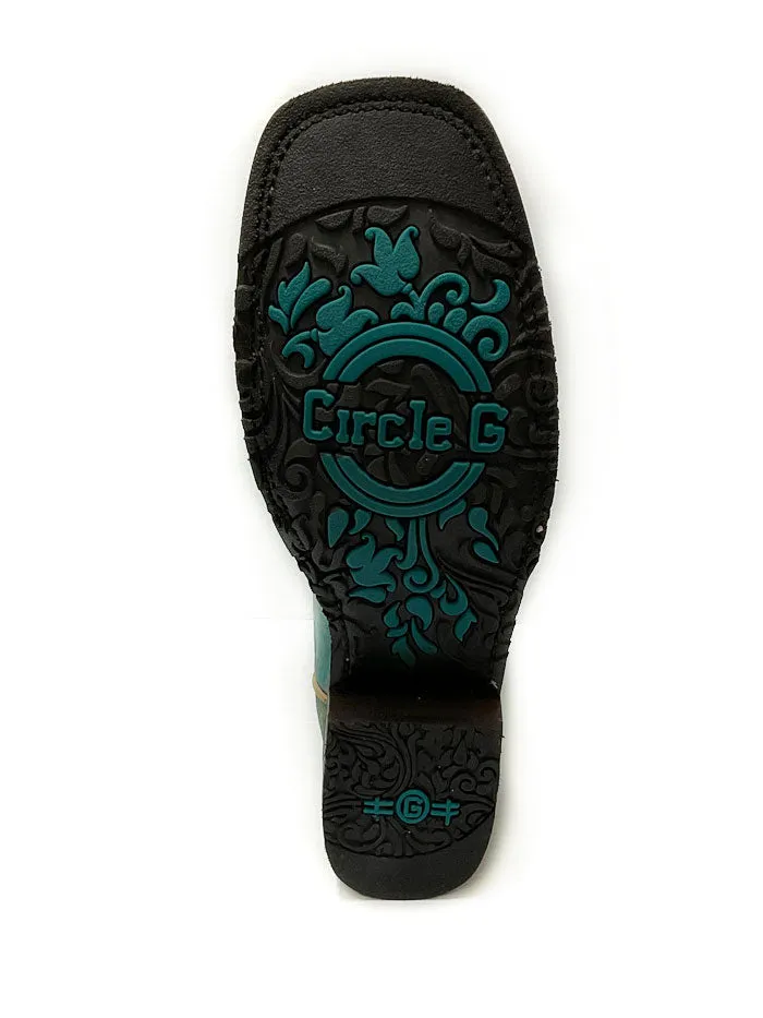 Circle G L5750 Ladies Embroidery Rubber Sole Boot Turquoise