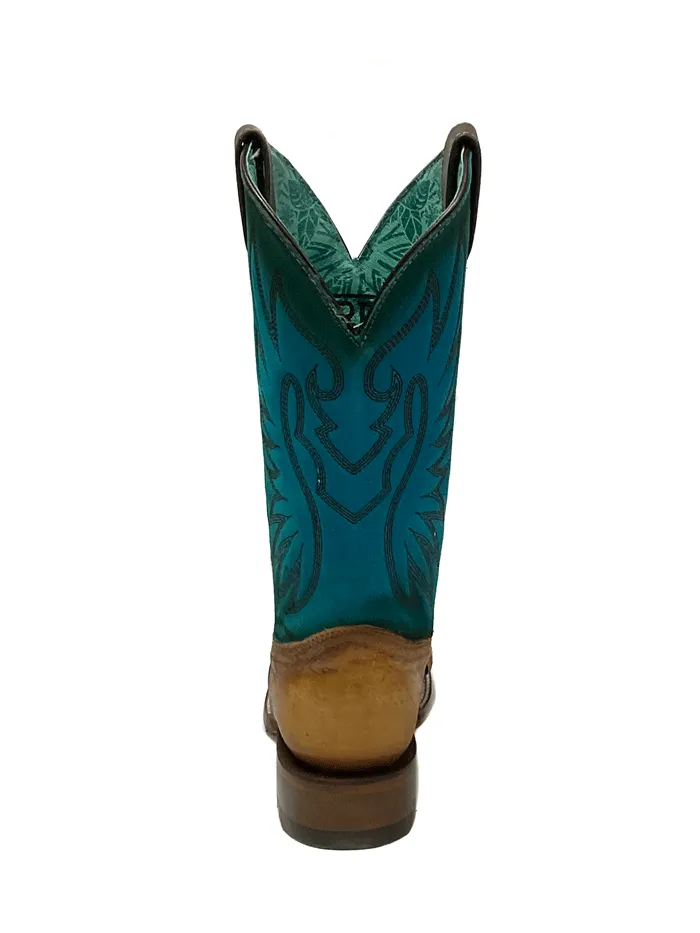 Corral Z5099 Ladies Overlay And Embroidery Square Toe Western Boot Blue Tobacco