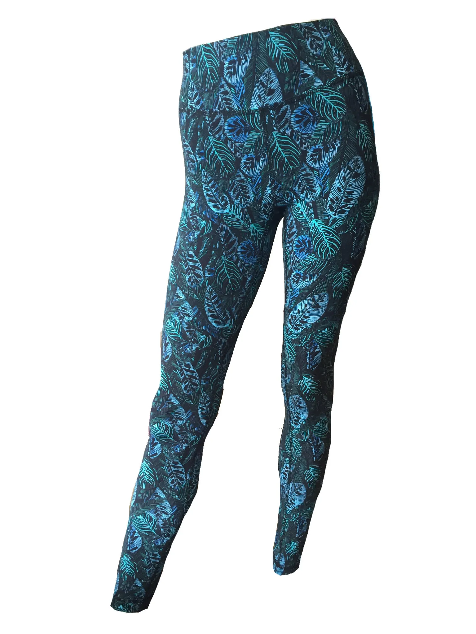 Dancing with the Leaves Leggings - Blue/Green