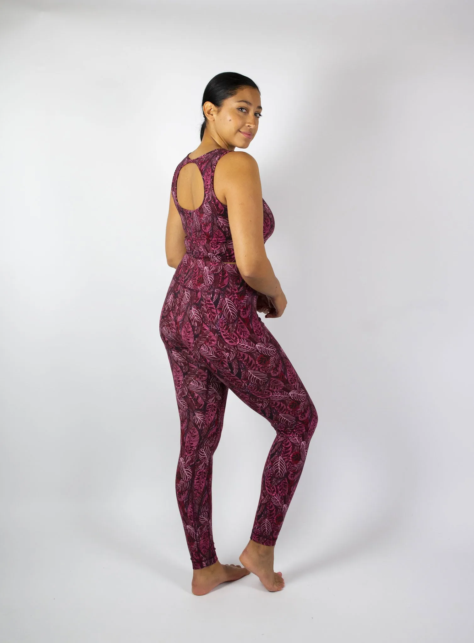 Dancing with the Leaves Leggings - Ruby