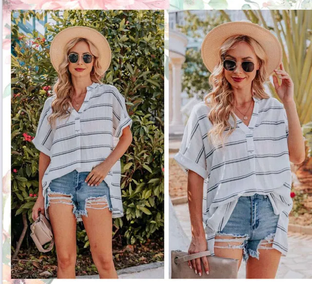 DEMI loose fit stripe shirt