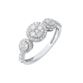 Diamond Triple Halo Solitaire Engagement Ring in 14k White Gold ( ctw)