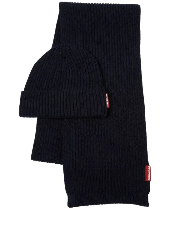 Dsquared2   Warmy wool knit scarf & hat set 