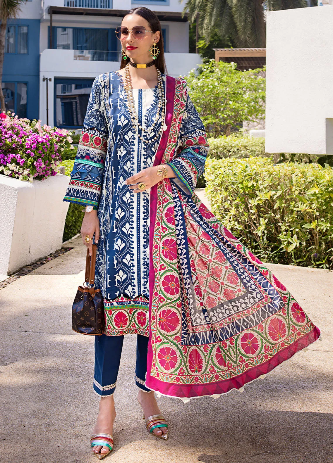 Elaf Luxury Printed Lawn 3 Piece Unstitched Suit EF24P EOP-07B ELNAZ