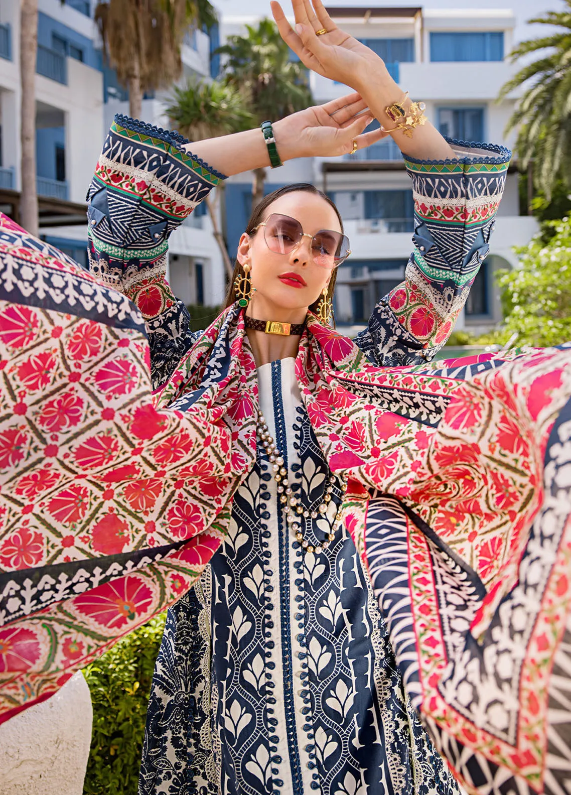 Elaf Luxury Printed Lawn 3 Piece Unstitched Suit EF24P EOP-07B ELNAZ