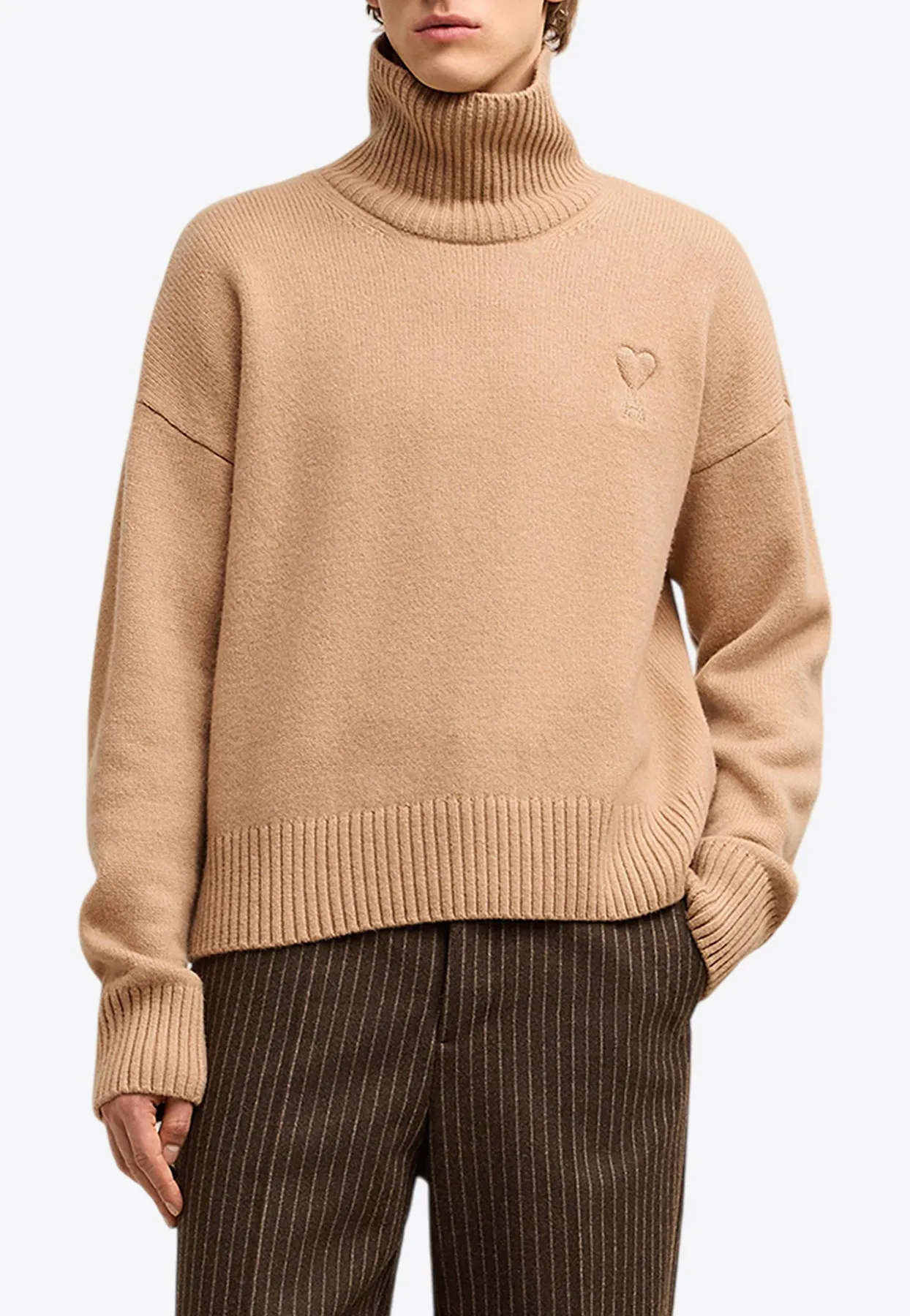 Embossed Ami De Coeur Turtleneck Sweater