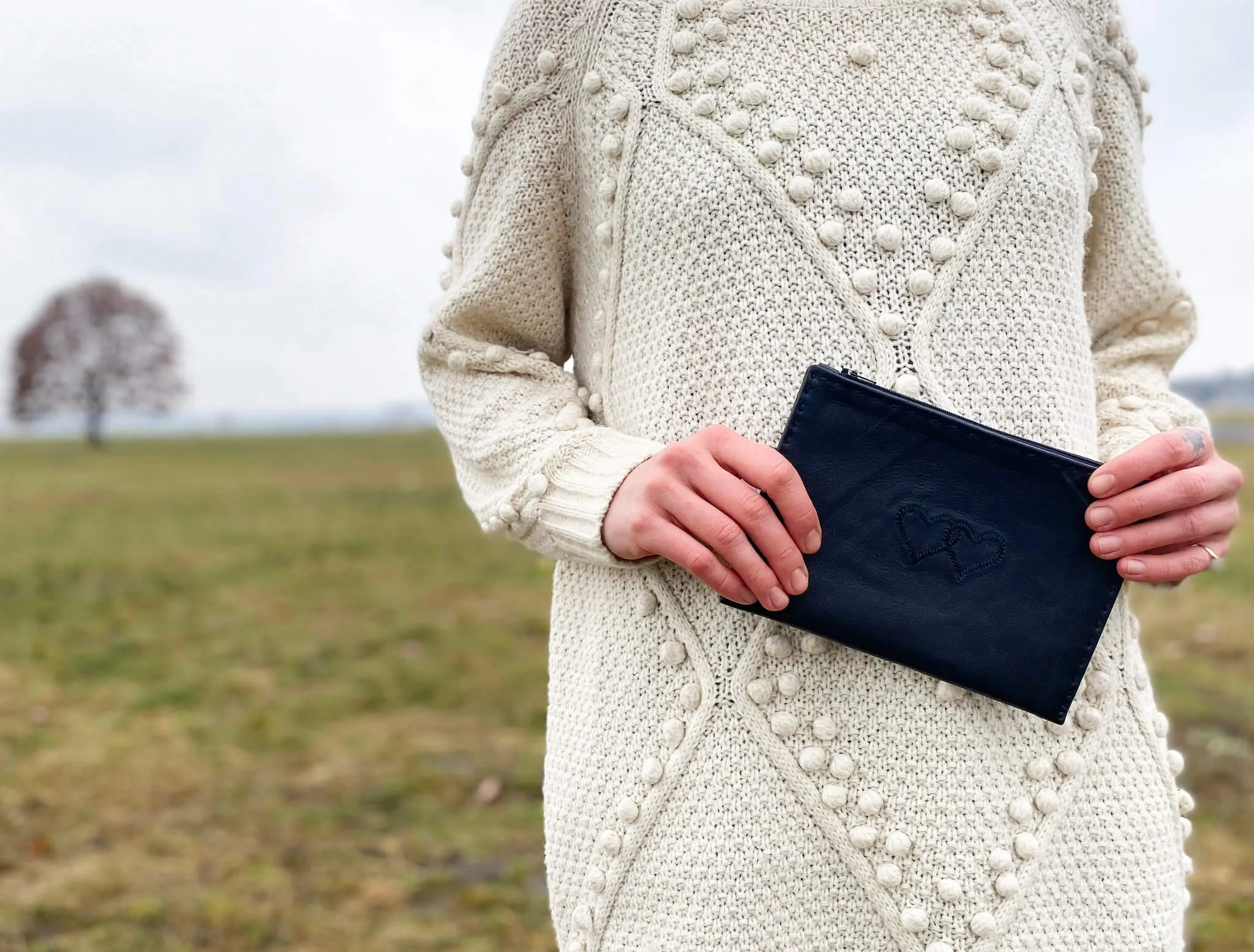 Embroidered Leather Pouch *Love Edition* in Black