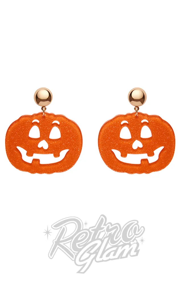 Erstwilder All Hallows' Eve Statement Drop Earrings 2 - Pumpkin left only