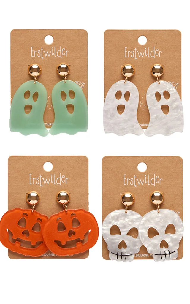 Erstwilder All Hallows' Eve Statement Drop Earrings 2 - Pumpkin left only