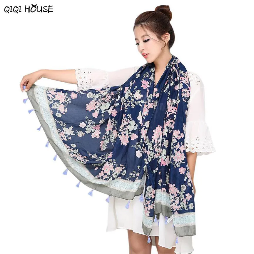 Floral Elegant Ladies Scarf Women Chiffon Summer Beach Cover Up Long Scarf Poncho Women Echarpes Foulards Femme#C107 SM6