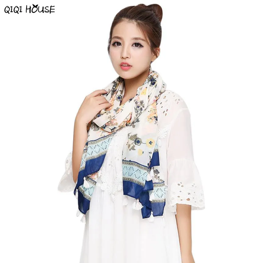 Floral Elegant Ladies Scarf Women Chiffon Summer Beach Cover Up Long Scarf Poncho Women Echarpes Foulards Femme#C107 SM6