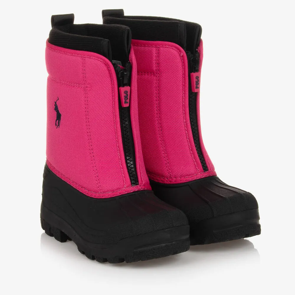 Girls Pink & Black Snow Boots