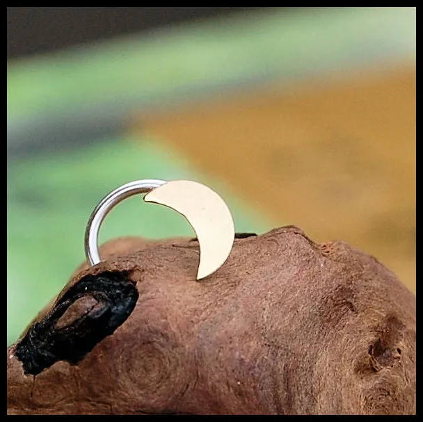 Gold Crescent Moon Nose Stud