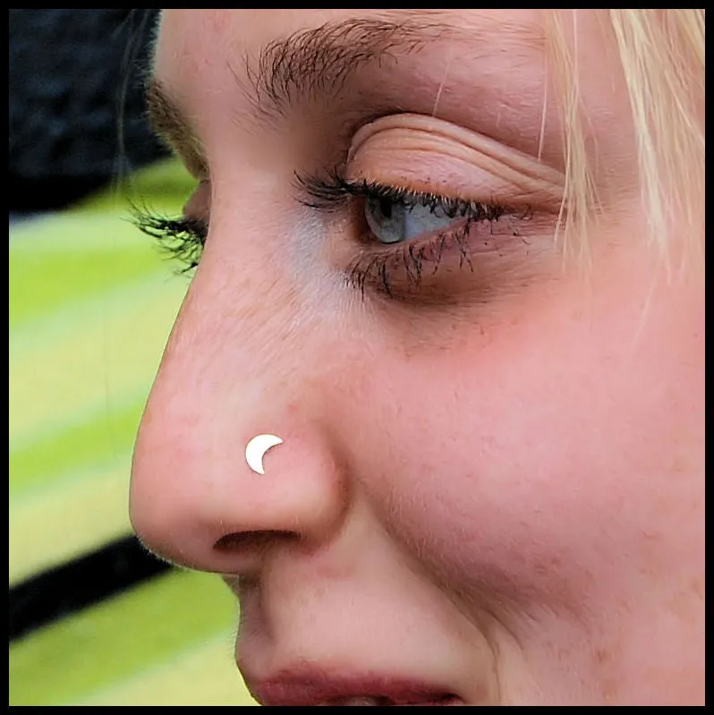 Gold Crescent Moon Nose Stud