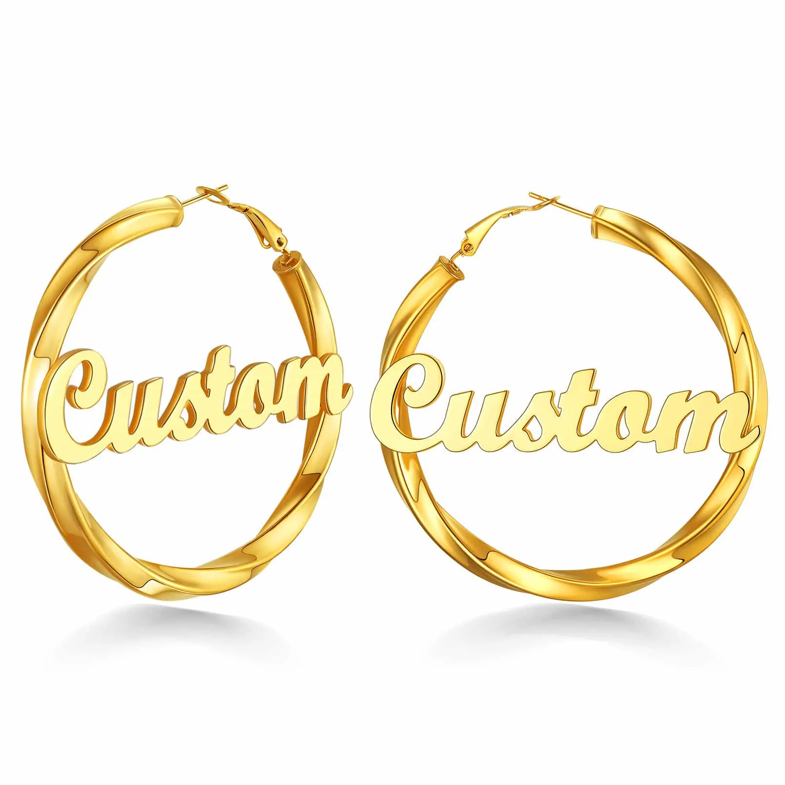 Gold Plated hoop earrings Custom Name Earrings for Women