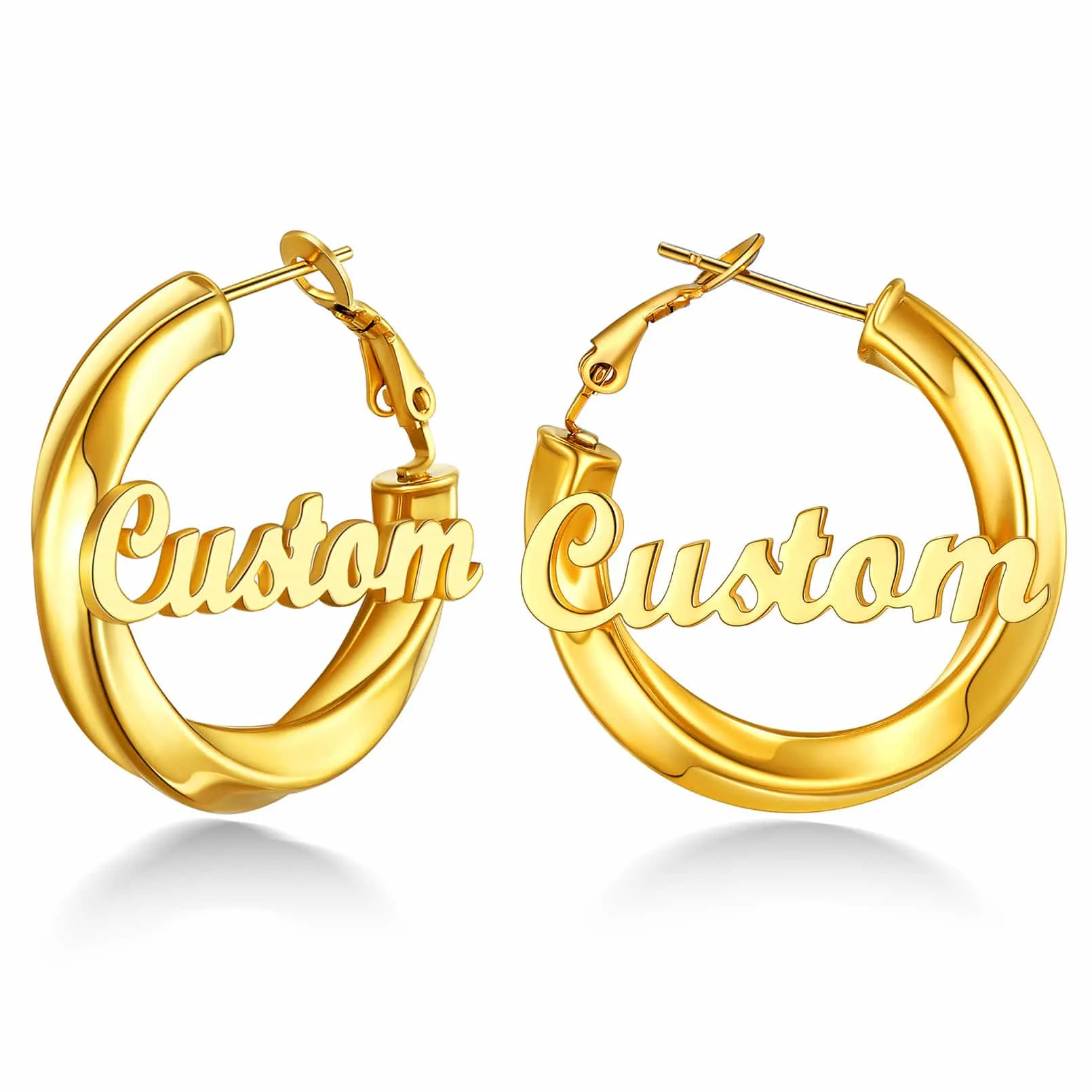 Gold Plated hoop earrings Custom Name Earrings for Women