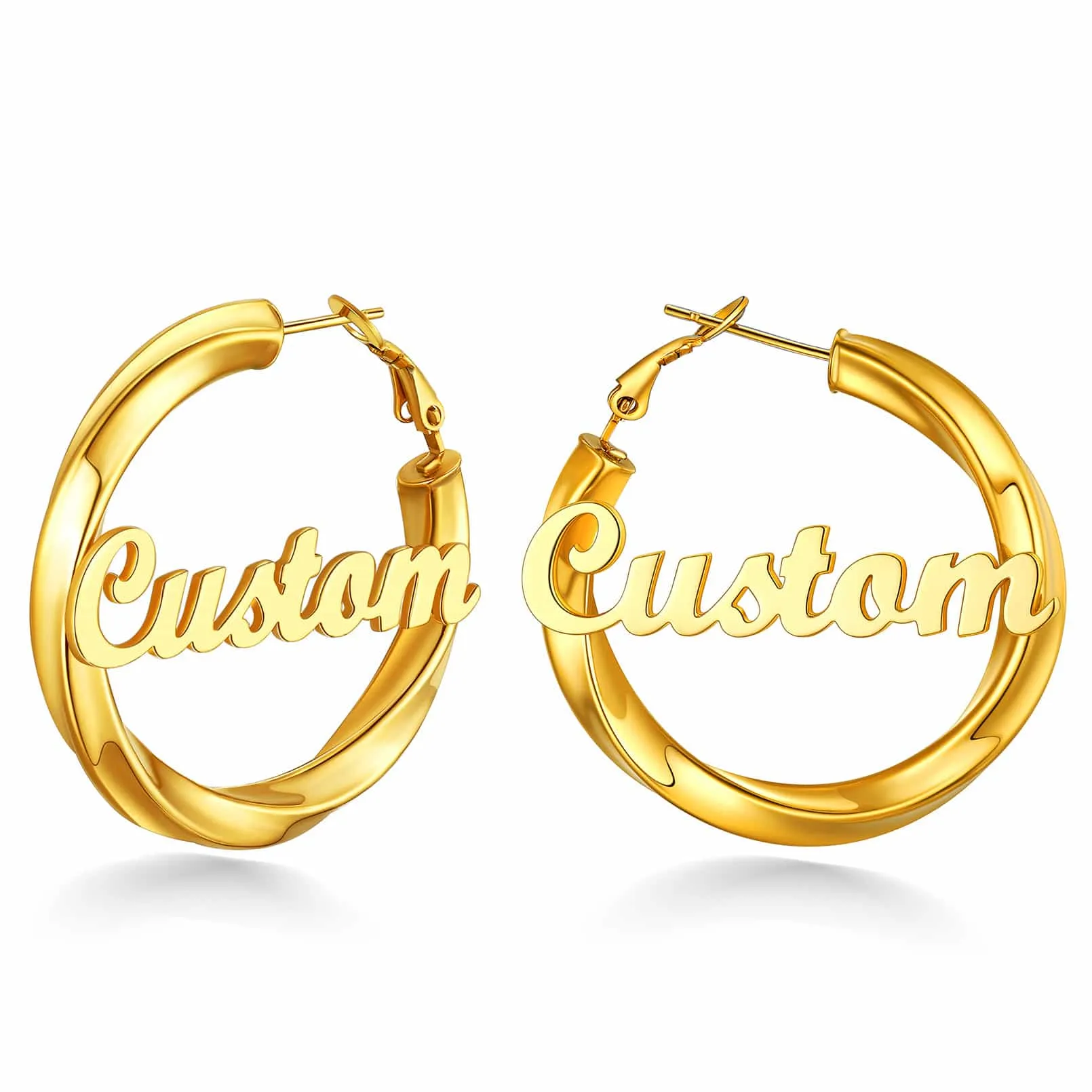 Gold Plated hoop earrings Custom Name Earrings for Women