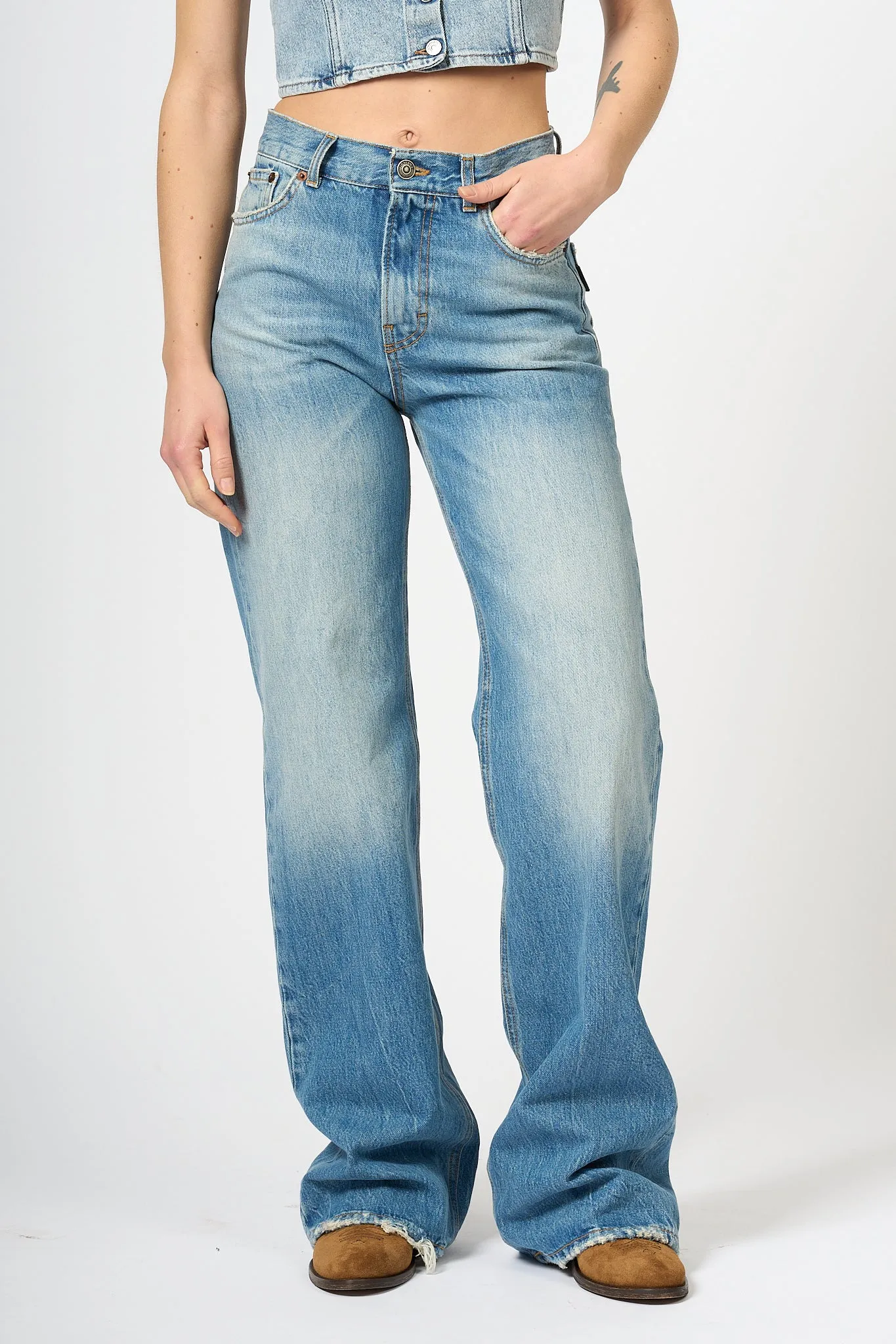 Haikure Jeans Korea Blu Medio Donna