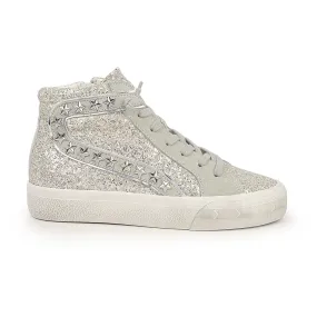 Hailey Glitter with Star Studs High Top Vintage Havana Sneaker