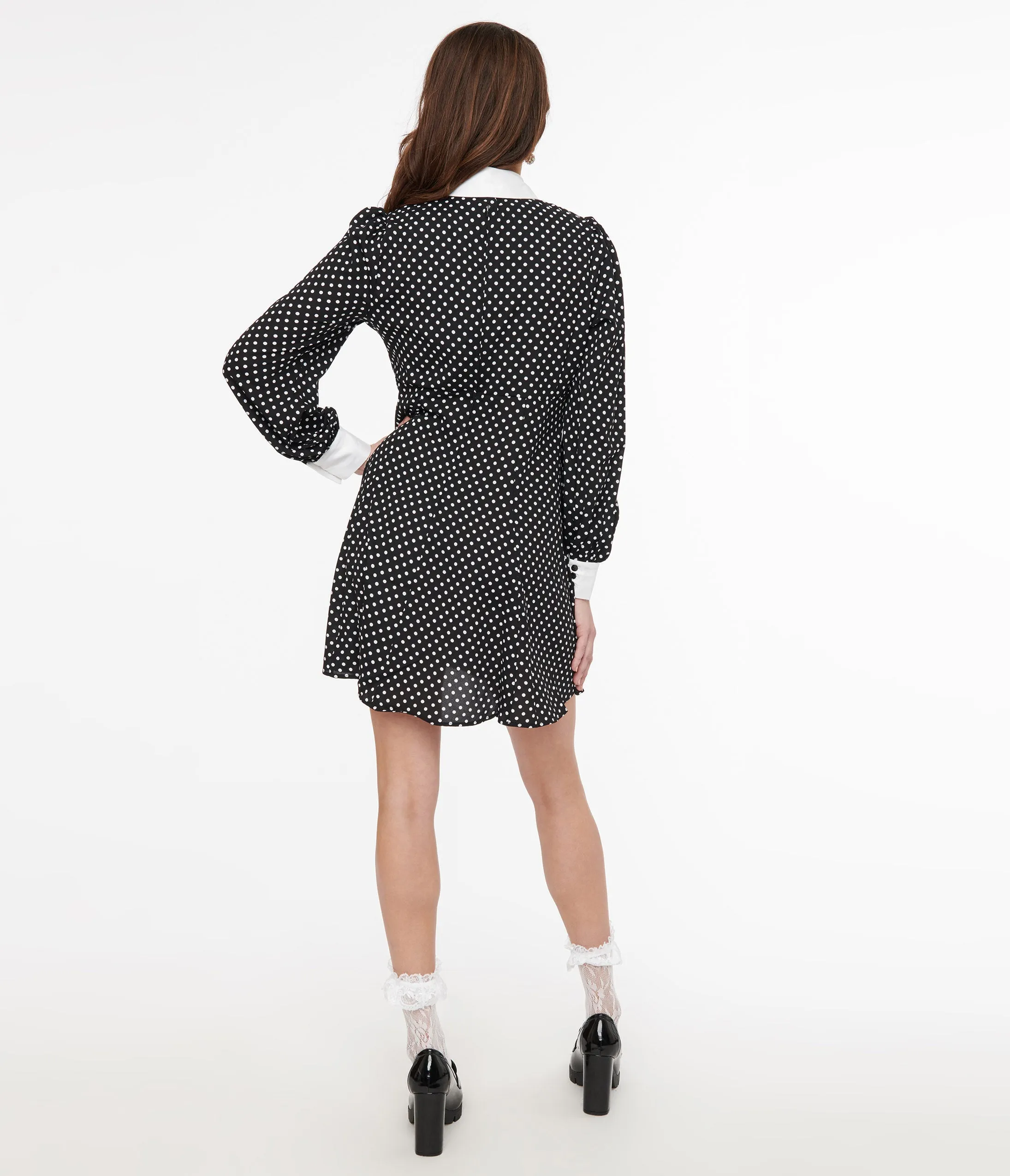 Hell Bunny 1960s Black & White Polka Dot Naomi Mini Dress