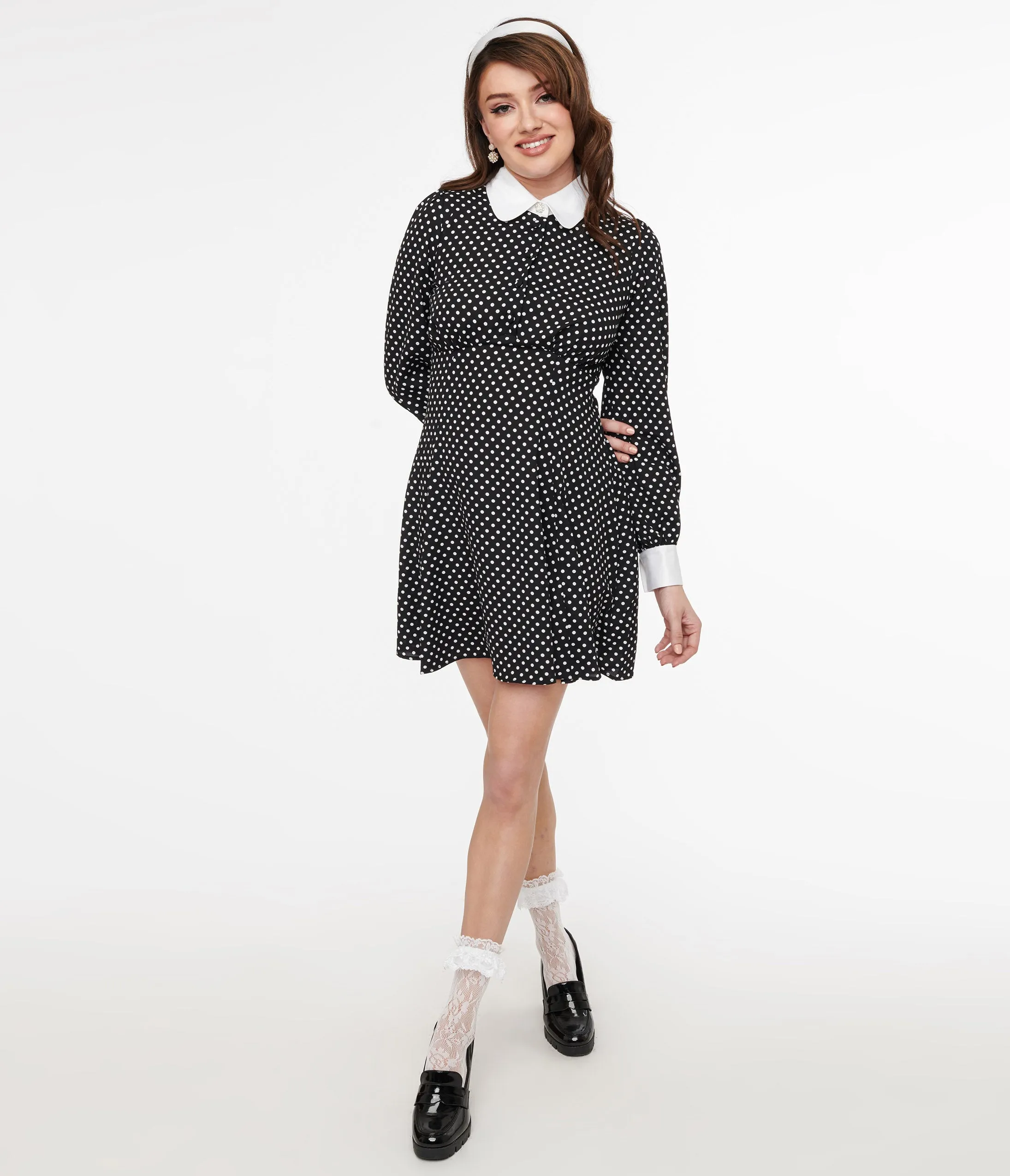 Hell Bunny 1960s Black & White Polka Dot Naomi Mini Dress