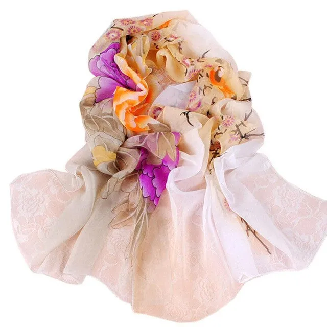 High Quality   Scarf Women Ladies Floral Scarf Soft Wrap Long Shawl Fashion Chiffon Scarf Women Foulard Femme GS